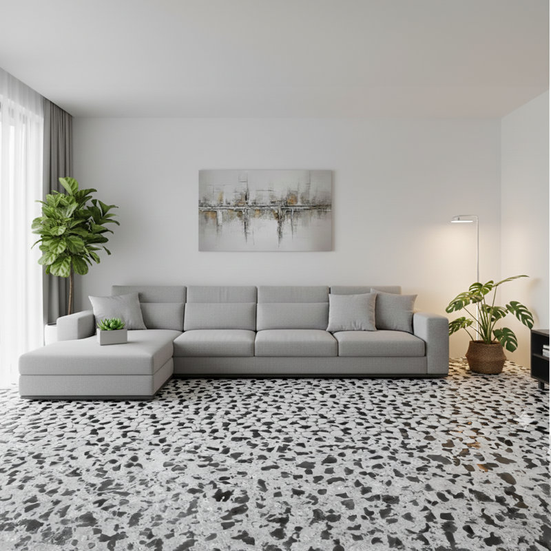 Natural Stone Mosaic Tile Black and White (5 SQF/UNIT)