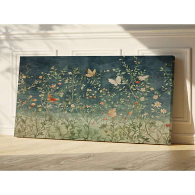 Large Canvas Wall Art – William Morris Vintage Butterfly Print, Botanical Nature-Inspired Wall Décor