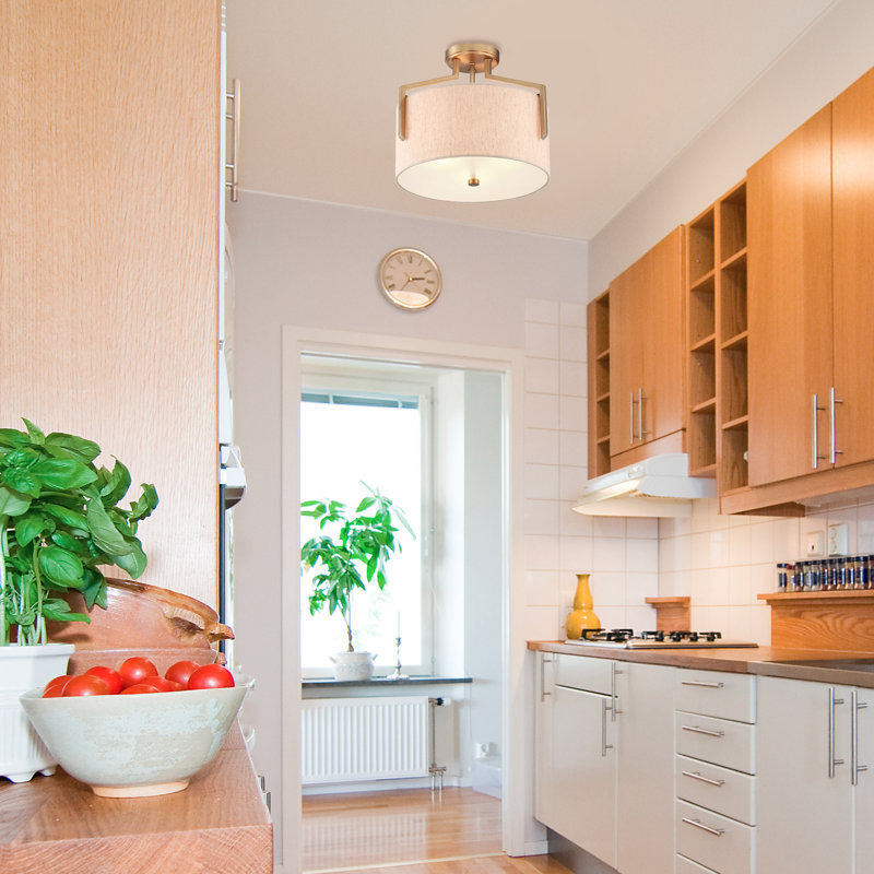 Torron Fabric Semi Flush Mount, Brushed Gold