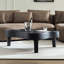 Table basse de 47,24 po en fibre de verre pour le salon, devant en relief noir mat du canapé, table centrale irrégulière pour appartement, aucun assemblage nécessaire