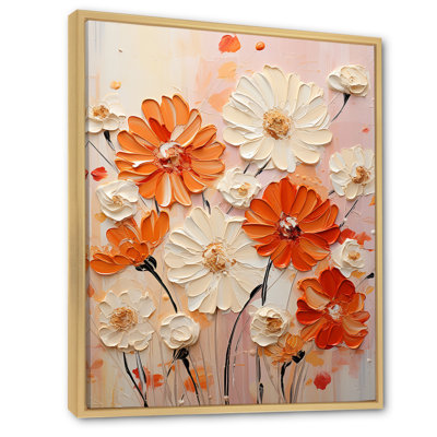 Orange And Beige Fiery Blooms 2 - Marigold Wall Art