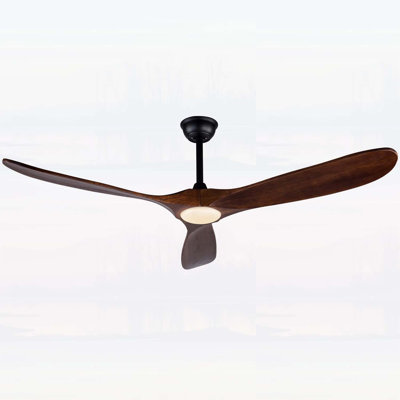 60-inch Ceiling Fan with Lights, Remote Control, 3 Solid Wood Blades, 3CCT, Power-Off Memory, Six-Speed Reversible Settings, Noiseless for Large Living Rooms in Villas