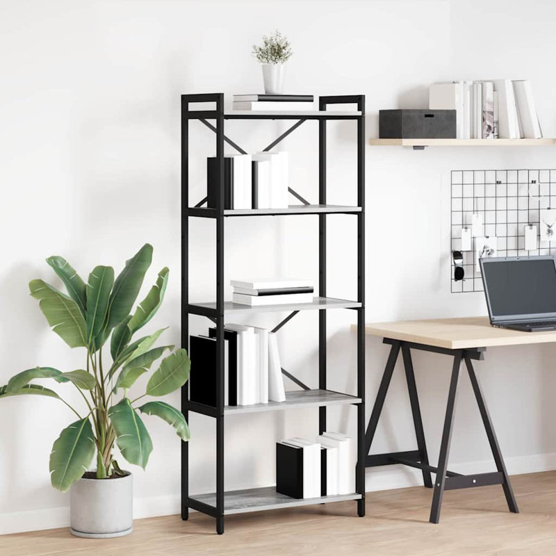 Steel Bookcase, (5 Shelves) 153cm H x 60cm W x 30cm D, Grey
