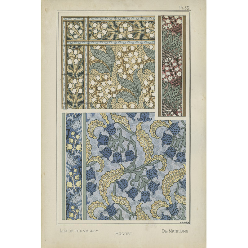 Nouveau Floral Design V - Wrapped Canvas Print, 46cm H x 30cm W x 3.8cm D