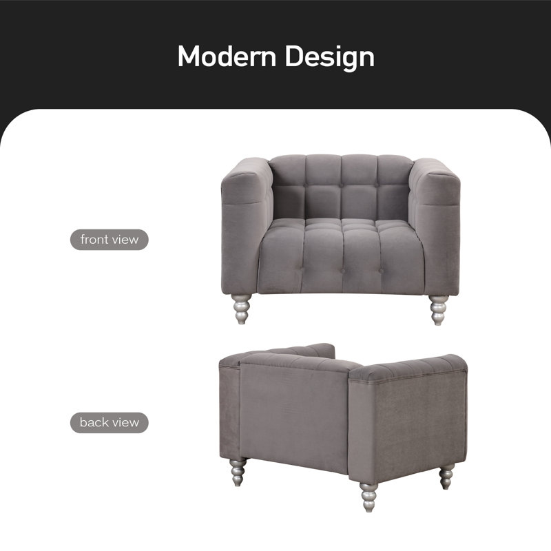 Canapé 42 po, 100 % polyester gris
