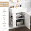 21.6Inch Bathroom Vanity - Ceramic Basin, Left Side Storage Holder, Contemporary Style, White Modern With Sink 21.6Inch, Storage, Compact,-1814137875