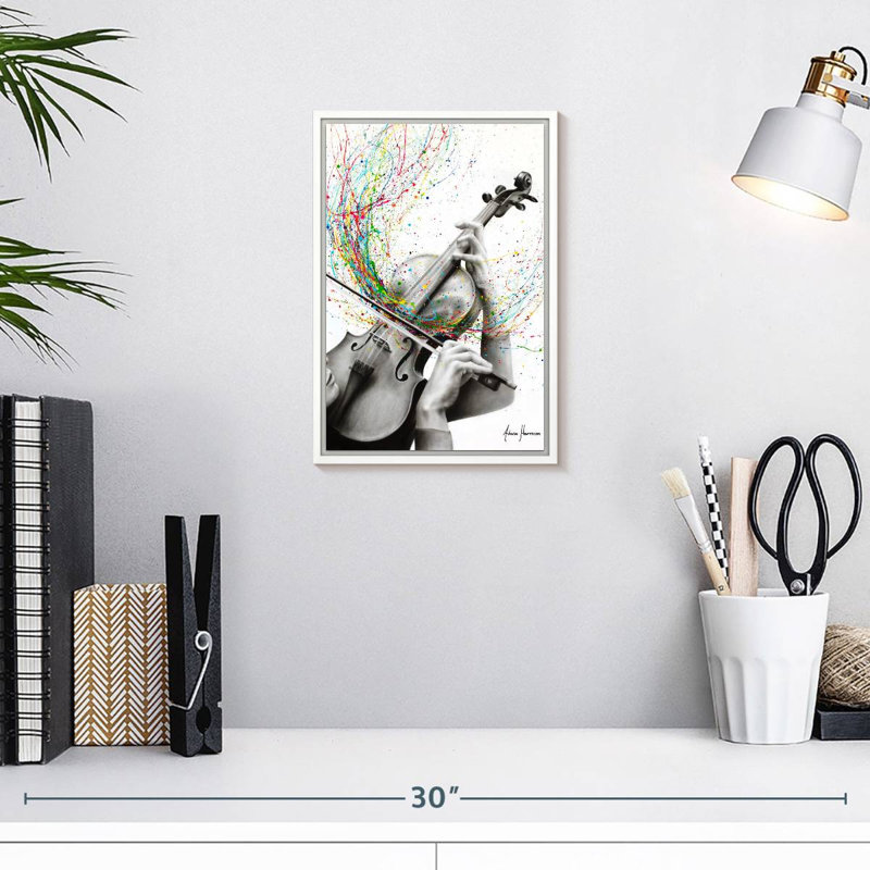 The Violin Solo, 9" x 13", Floating Frame White