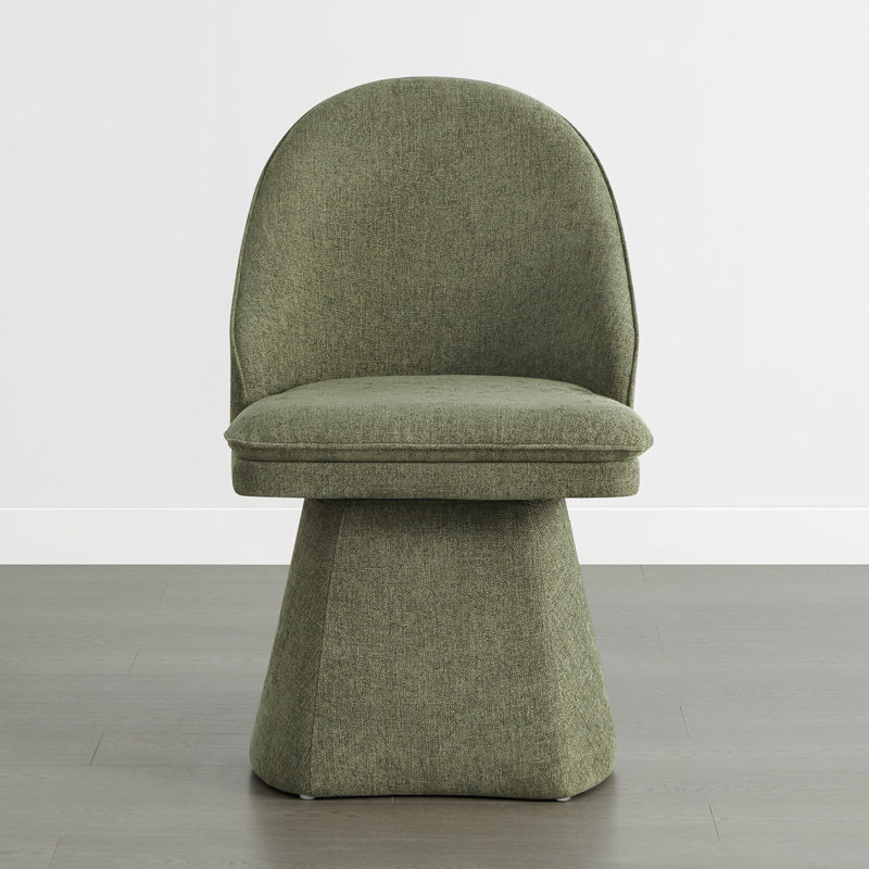 Chaise rembourrée pivotante en tissu Lomena, Vert mousse