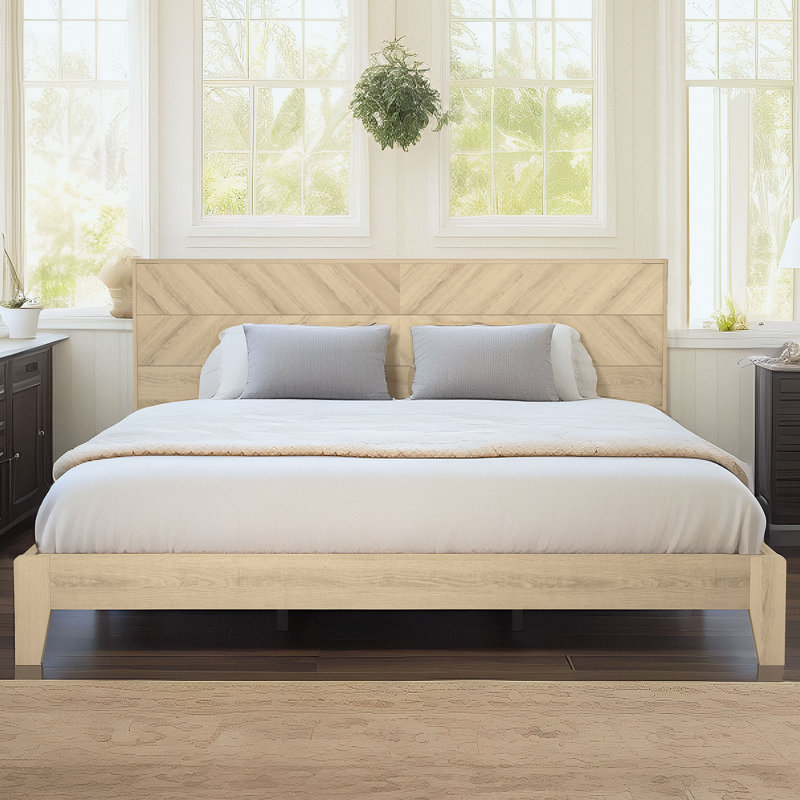 Cadre de lit plateforme Branquinha, Beige, Très grand