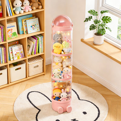Vertical Clear Plastic Toy Storage Tube Organiser with String Light