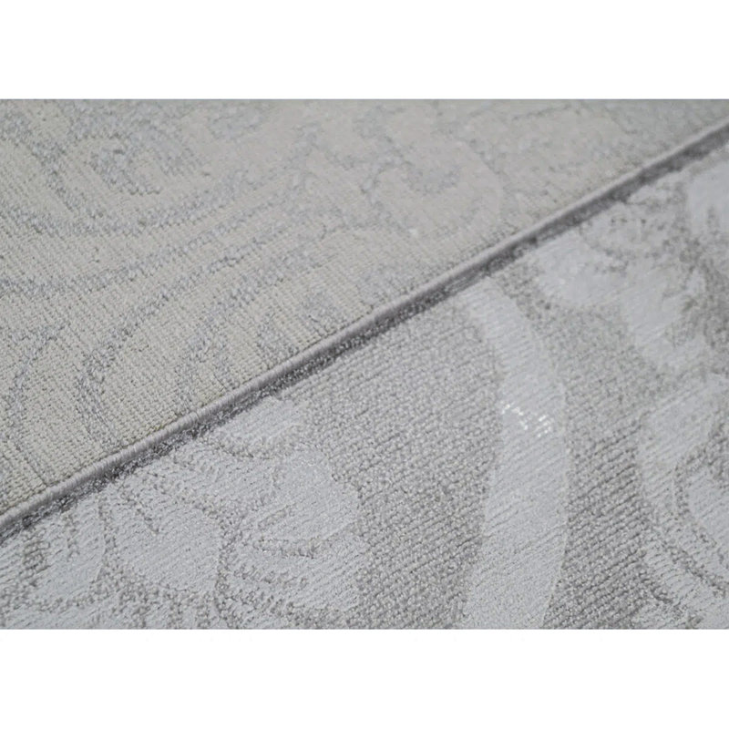 Himalayan Art Damask Area Rug in Silver