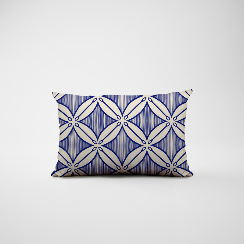 Polyester/Polyester Blend Lumbar Rectangular Indoor/Outdoor Pillow Cover & Insert, Navy Blue