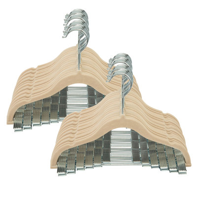 Hanger Sets Plastic and Velvet Non-Slip Standard Hanger for Dress/Shirt/Sweater and Suit/Coat