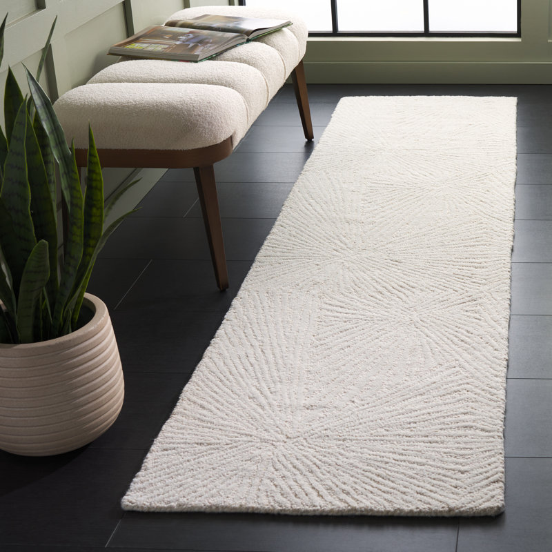 Tapis gris en laine / coton touffeté à la main Ebony 930, Tapis de couloir 2 pi 3 po x 9 pi