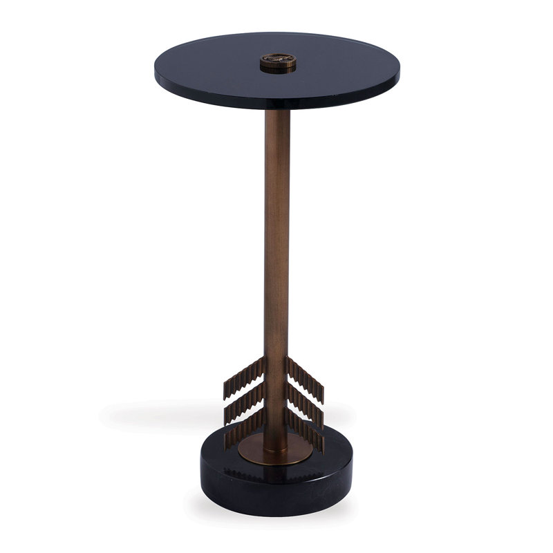 Table de bout à piédestal à plateau en verre Franco