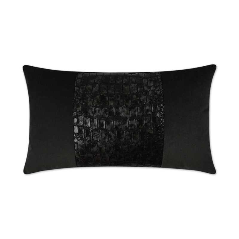 Bayou Reversible Throw Pillow, Charcoal, Rectangle 14"H x 24"W
