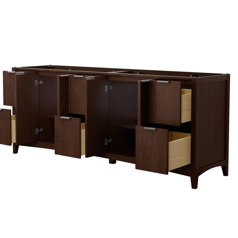 Base de meuble-lavabo double autoportante 83,25 po Palmilla seulement, Brun, Nickel brossé