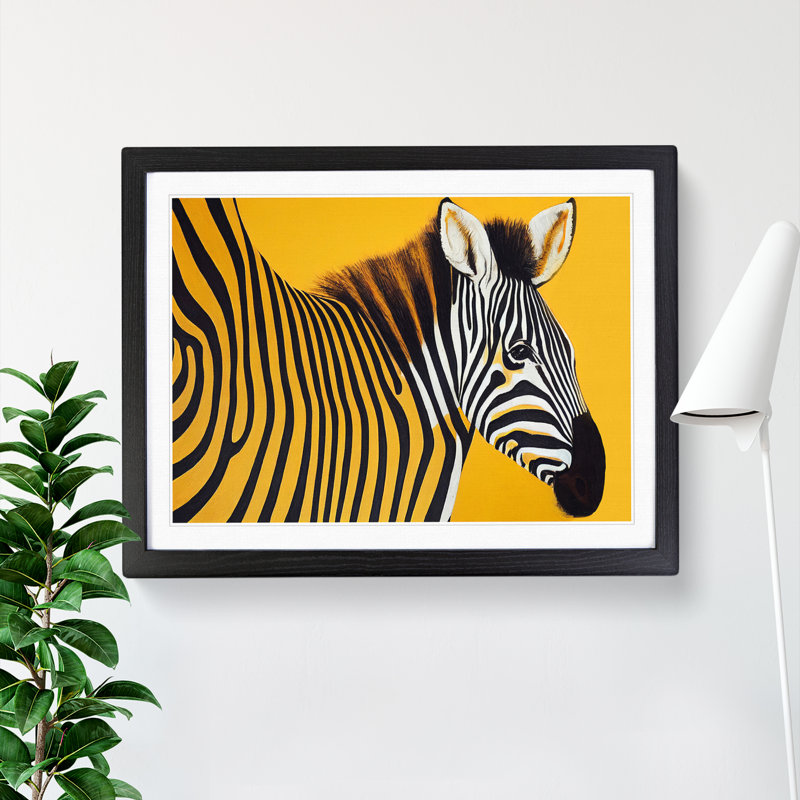 Zebra Vol.2 - Single Picture Frame Painting, 46cm H x 64cm W x 2cm D, Black