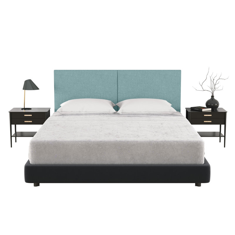 Panelist Modern Padded Headboard - Set of Wall Mounted Panels, Surf Turquoise Microvelvet, Queen (22.5"H x 30"W, Set of 2)