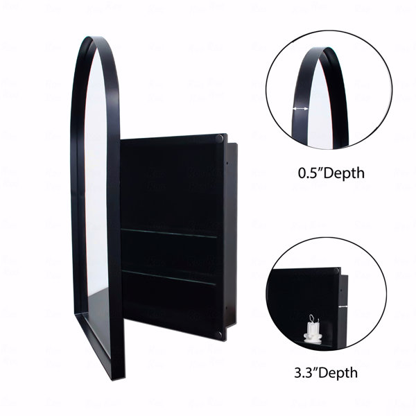 Latitude Run® 24X36 Inch Arched Recessed Medicine Cabinet, Metal Framed ...