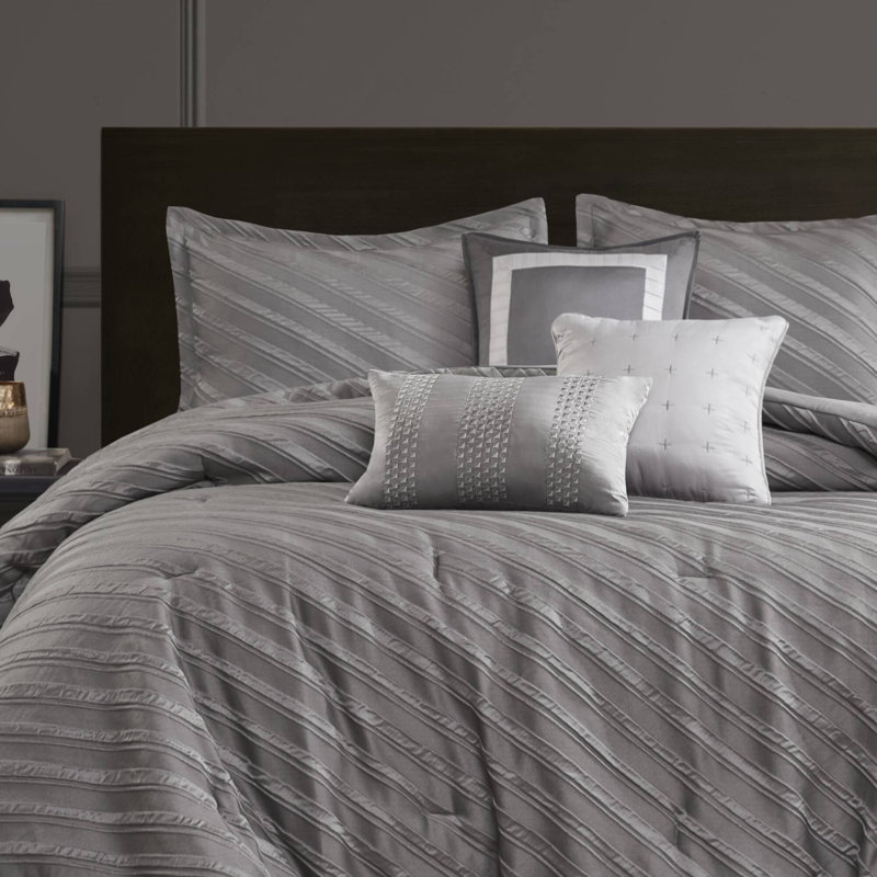 Ensemble d'édredon 7 pièces avec jacquard et coussins décoratifs, Grand édredon et 6 pièces supplémentaires