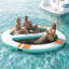 Quai flottant gonflable, plateforme de quai gonflable ronde 10 x 8 pi, tapis gonflable antidérapant avec sac de transport portable et échelle détachable, plate-forme flottante pour la piscine