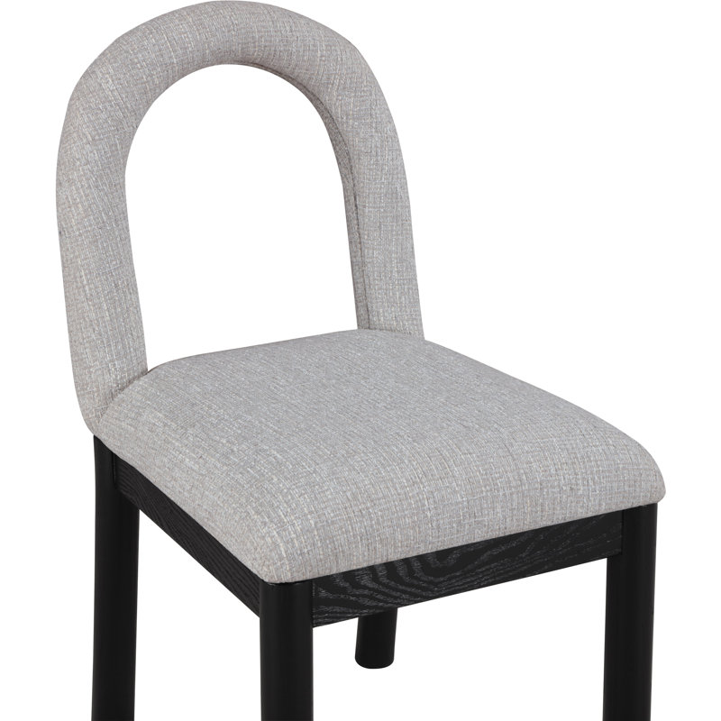 Chaise Macleod, Tissu gris texturé en lin, Noir, noir, noir, noir