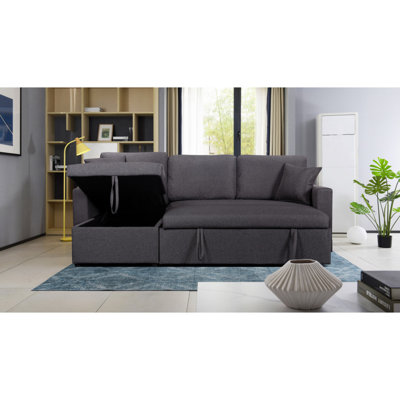 Canapé modulaire réversible en tissu de lin 82 po Modern Canapé