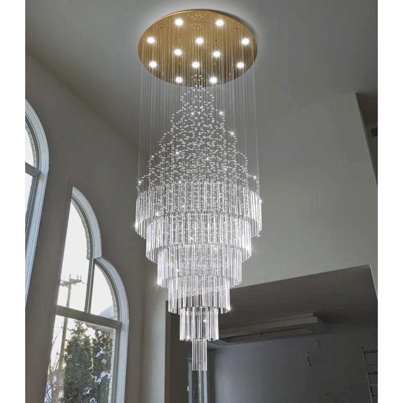 Glam Crystal Chandelier With Led Dimmable Bulbs, Gold