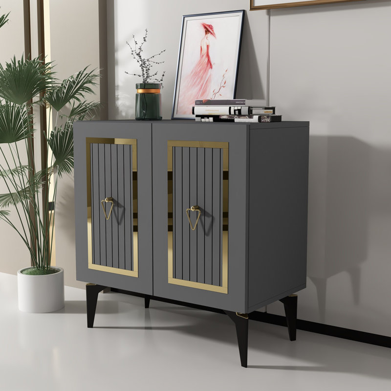 Elegant Console Table, Anthracite & Gold, 29.5 x 31.1 x 15.7 inches | 100% Melamine Coated Particle Board, Thickness: 0.7 inches | Stylish & Functional Design for Living Room or Entryway, Durable & Modern