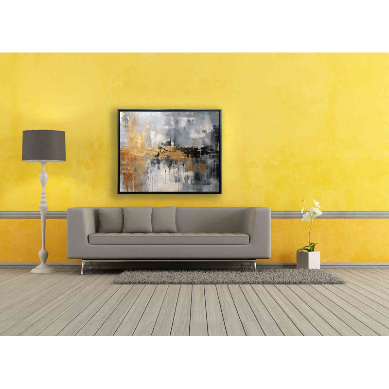 Automne abstrait - impression, Cadre flottant noir, H 4,17 po x l 3,25 po x P 0,27 po