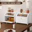 Boîte à pain double compartiment avec bordure dorée, rangement en bois pour comptoir, rangement en coin pour le pain (blanc uni).-738429351
