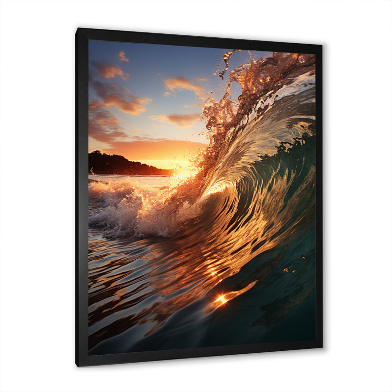 «Beach Photo Sunlit Waves» sur toile, Cadre photo noir, L 12 po x H 20 po
