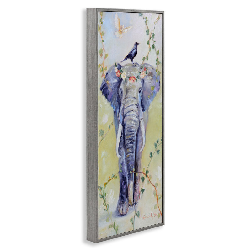 Art éléphant de Bohème avec vignes vertes, estampe numérique par Karen Weber Fine Art, Estampe numérique Farmhouse