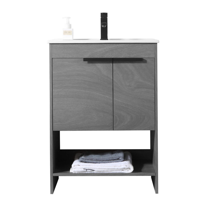 24" Single Bathroom Vanity, Classic Gray