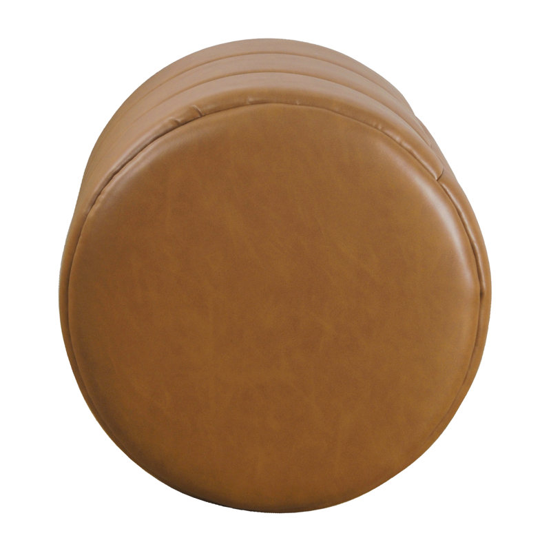 Repose-pieds rond en cuir Ilithyia, Orange