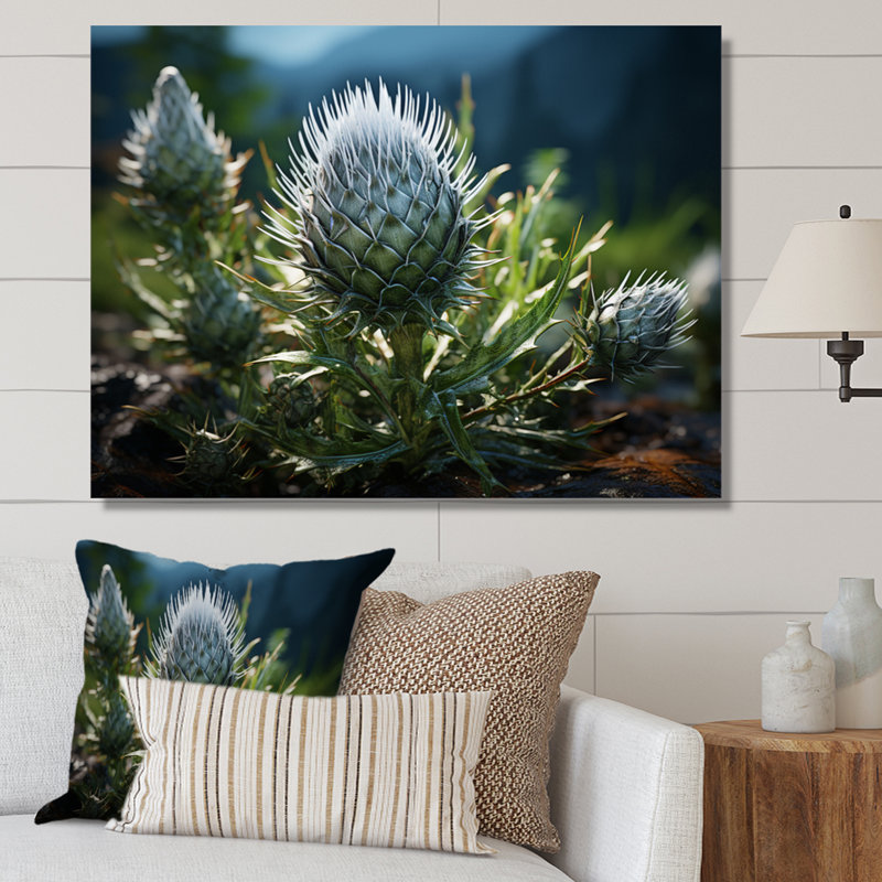 Green Majestic Thistle I - Floral Canvas Art Print, H 30 po x l 40 po x P 1,5 po, Toile tendue