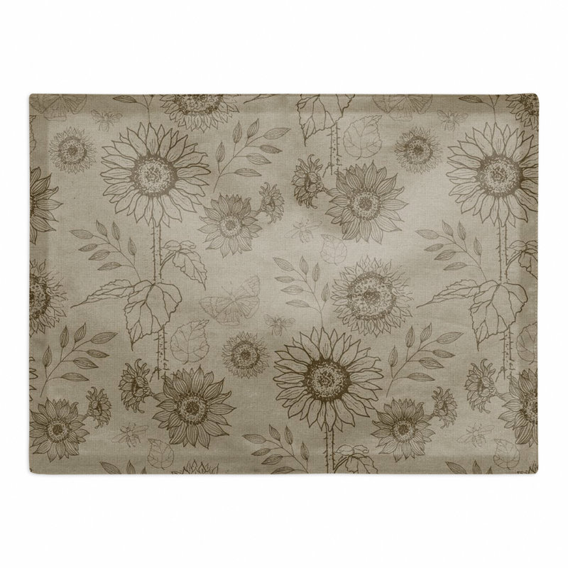 Aslean Cotton Floral Rectangle Placemat, Brown