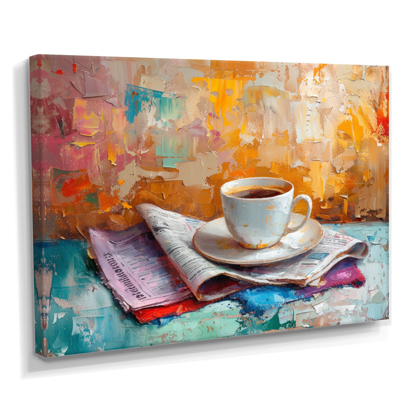Morning Cozy Cup Of Coffee - décoration murale café, H 34 po x l 44 po, Toile tendue
