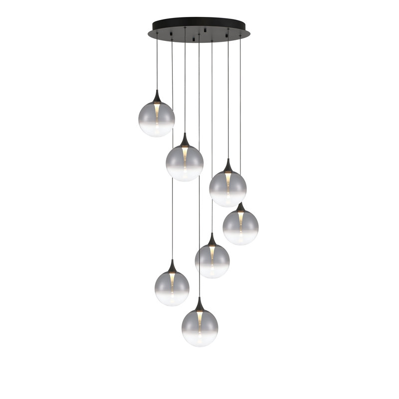 Iissa 7L 21" Chandelier, Black Smoke