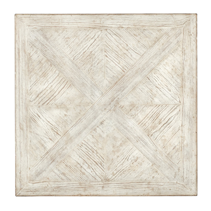 Rustic Beige Wood and Stone Square End Table