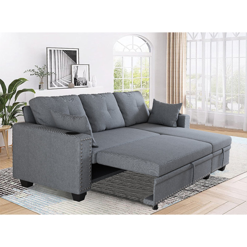 Loui Upholstered Sectional Symmetrical, Dark Gray Fabric