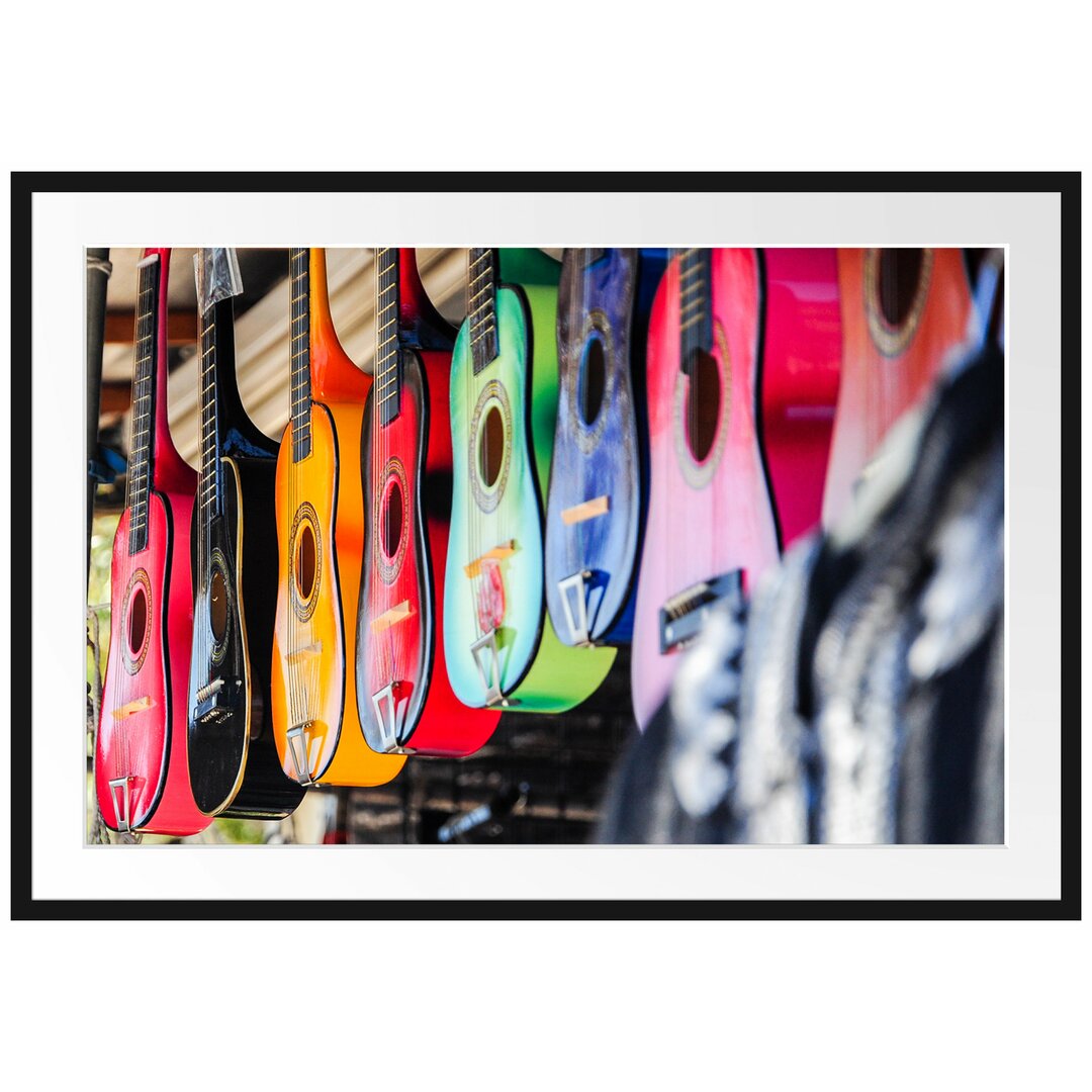 Gerahmtes Poster Bunte Gitarren