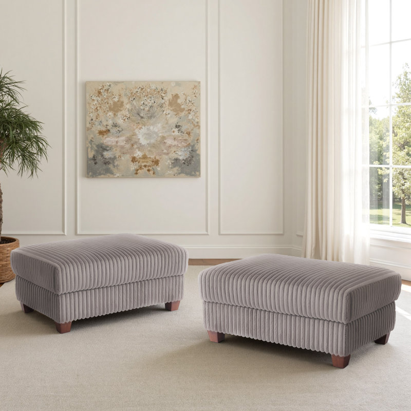 Modern Upholstered Faux Fur Square Ottoman(Set Of 2), Dark Camel
