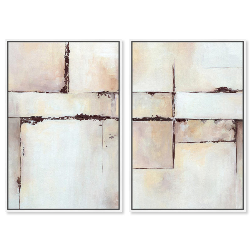 The Mission Duo Canvas Print Boho Gold Wall Decor Set by Art Remedy, Black Frame, 10 x 15, 16" H x 11" W, White Frame