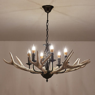 Donita 6-Light Rustic Antler Chandelier with Adjustable Chain