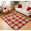 Tapis de Noël à carreaux flocons de neige 8x10 rouge et blanc-733731442-733731444