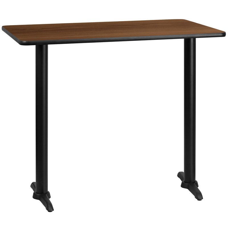 Jarreth 30'' x 42'' Rectangular Laminate Table Top with 5'' x 22'' Table Height Bases, 43.12" H x 48" W x 30" D, Walnut