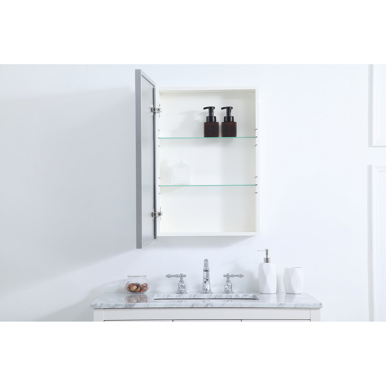 Clapp Surface Medicine Cabinet, Silver, 28" H x 20" W x 5" D