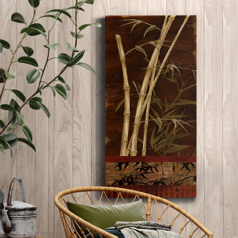 Bamboo Garden I - peinture sur toile tendue, H 16 po x l 8 po x P 1 po